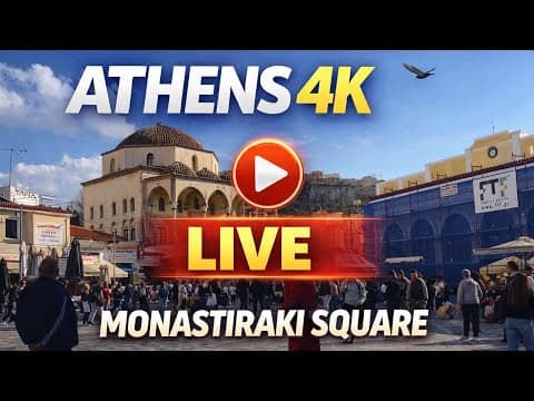 Athens Live Cam 4K 🇬🇷 Monastiraki Square | Real Time Street View Athens