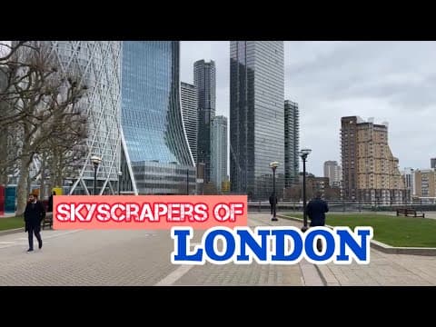 Skyscrapers of London UK 🇬🇧 Thames Path Walk through Canary Wharf